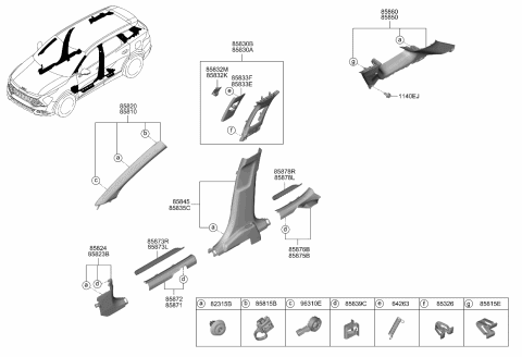 2024 Kia Sportage TRIM ASSY-CTR PILLAR Diagram for 85840DW000WK