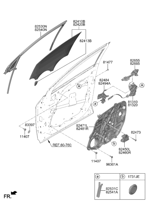2023 Kia Sportage GLASS ASSY-FRONT DOO Diagram for 82420DW000