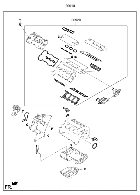 2015 Kia Sorento Gasket Kit-Engine OVEAUL Diagram for 209103CA08