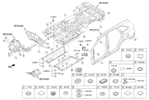 2016 Kia Sorento Under Cover Assembly,RH Diagram for 84227C5000