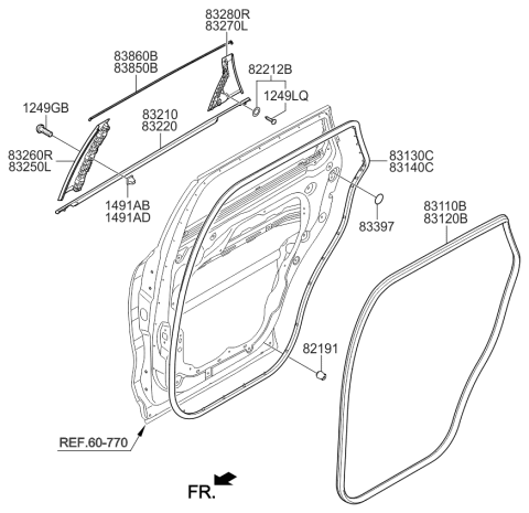 2018 Kia Sorento Rear Door Moulding Diagram