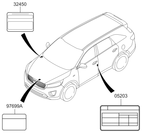 2016 Kia Sorento Label-Refrigerant Diagram for 97699C5100