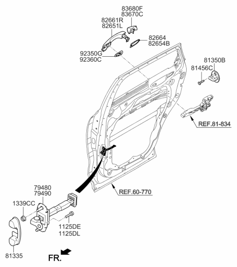 2016 Kia Sorento Housing-Rear Door Outside Handle Diagram for 83662C5010