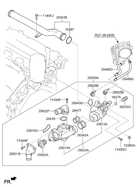 2018 Kia Sorento Control Assembly-COOLANT Diagram for 256003CAE0