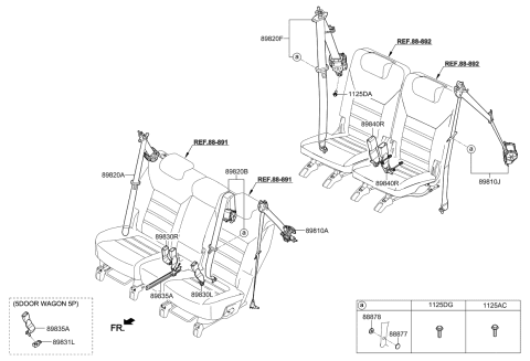 2017 Kia Sorento 2Nd Seat Buckle Left Diagram for 89830C6500WK