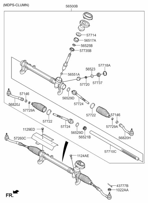 2017 Kia Sorento Rack Assembly-Power Steering Gear Box Diagram for 57710C5000