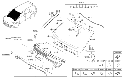 2016 Kia Sorento WIRG Assembly-WINSHIELDS Diagram for 86115C5000