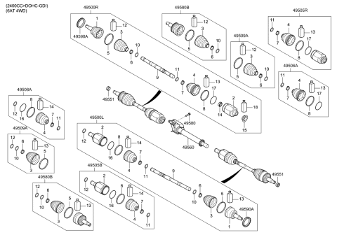2016 Kia Sorento Drive Shaft (Front) Diagram 3