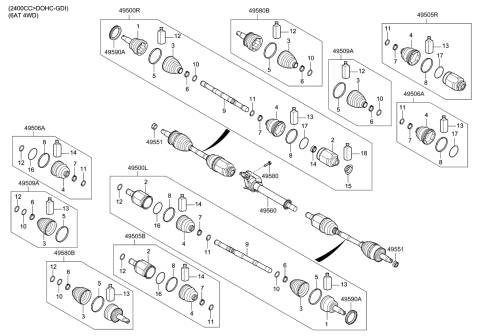 2017 Kia Sorento Drive Shaft (Front) Diagram 3