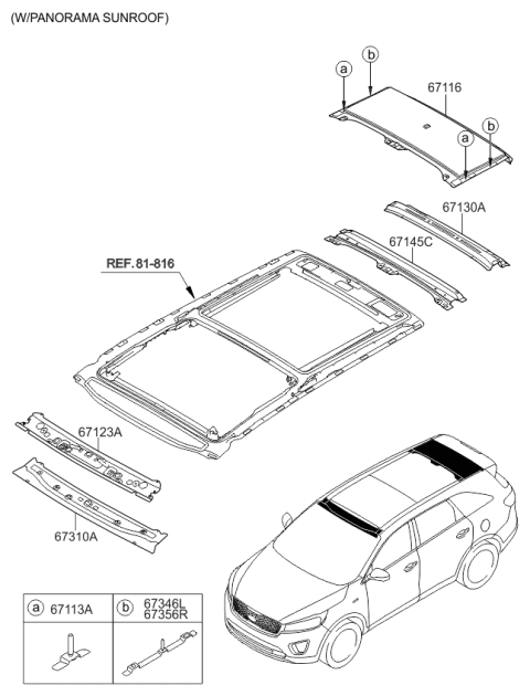 2016 Kia Sorento Rail Assembly-Roof Front Lower Diagram for 67123C5300