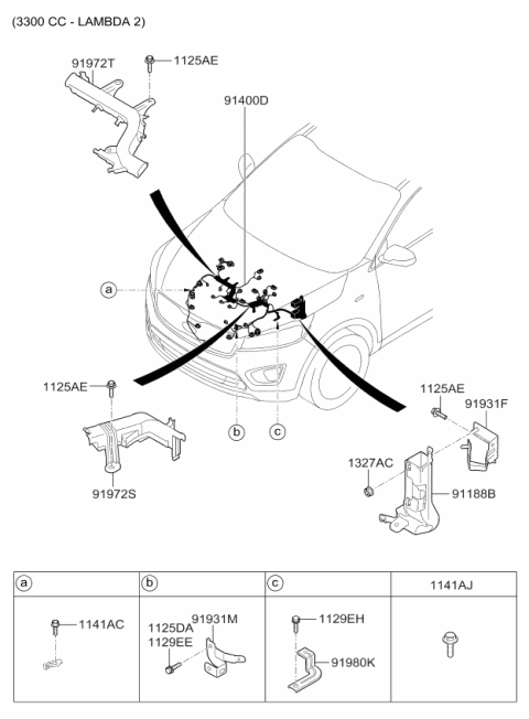 2018 Kia Sorento Bracket-Wiring Mounting Diagram for 919313V060