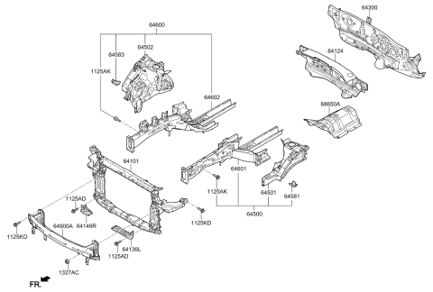 2017 Kia Sorento Reinforcement-Radiator Support Diagram for 64136C5300