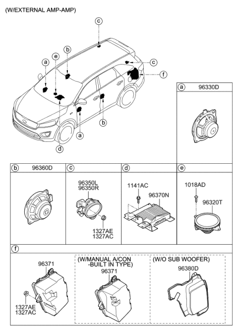 2016 Kia Sorento Front Door Speaker Assembly Diagram for 963303V100