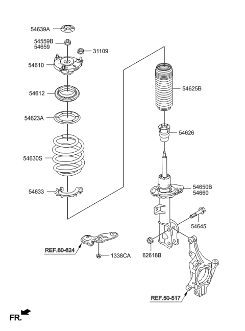 2017 Kia Sorento Front Strut Assembly Kit, Left Diagram for 54651C6200