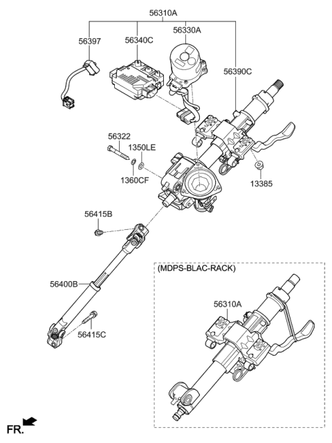 2016 Kia Sorento Column & Housing Ass Diagram for 56390C5000