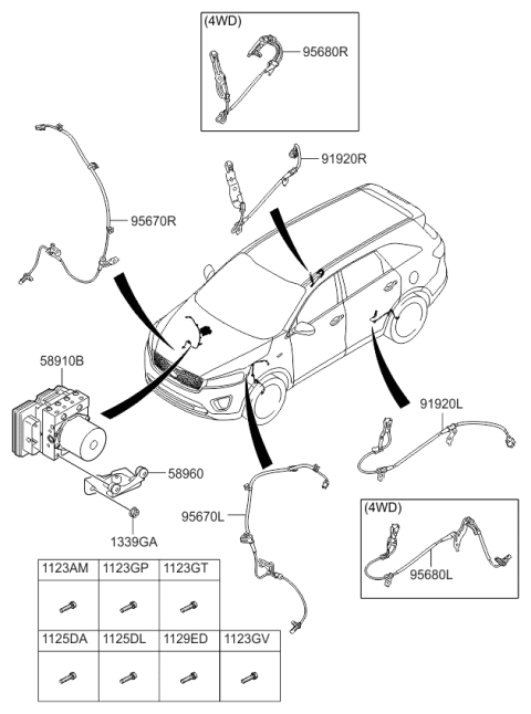 2017 Kia Sorento Cable Assembly-Abs Ext,R Diagram for 91920C5100