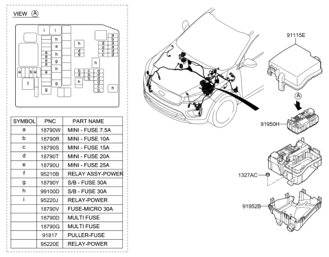 2016 Kia Sorento Upper Cover-E/R Junction Box Diagram for 91941C6020