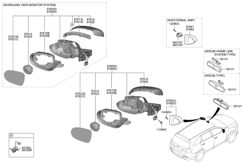 2017 Kia Sorento Outside Rear View G/Holder Assembly, Right Diagram for 87621C6030