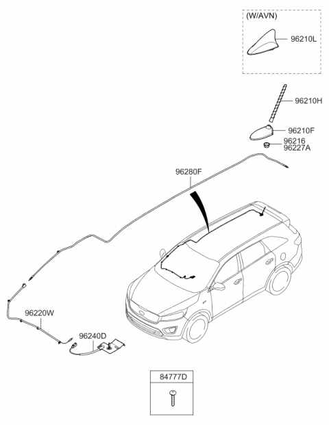 2015 Kia Sorento Feeder Cable-Antenna Diagram for 96220C6200