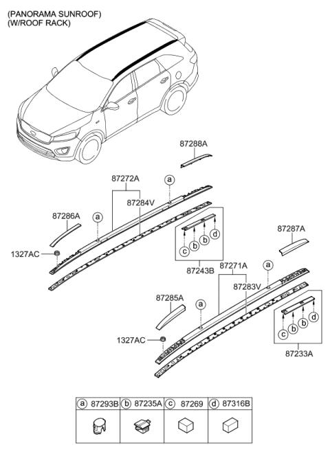 2016 Kia Sorento Roof Garnish & Rear Spoiler Diagram 3