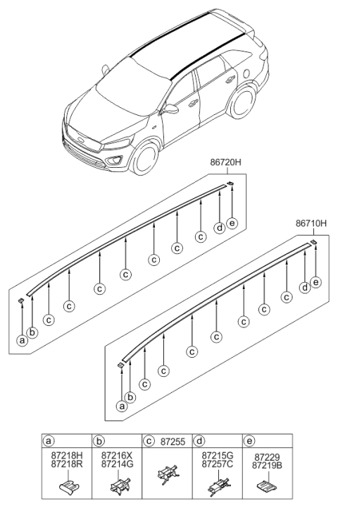 2016 Kia Sorento Roof Garnish & Rear Spoiler Diagram 1