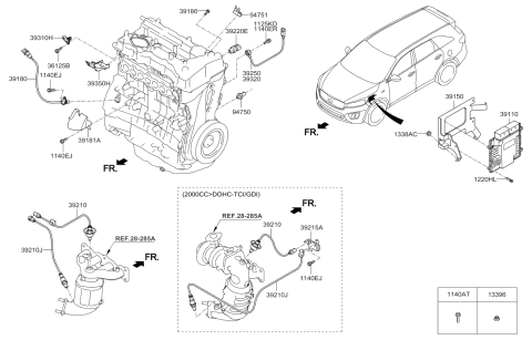 2017 Kia Sorento CAMSHAFT Position Sensor Diagram for 393502G000