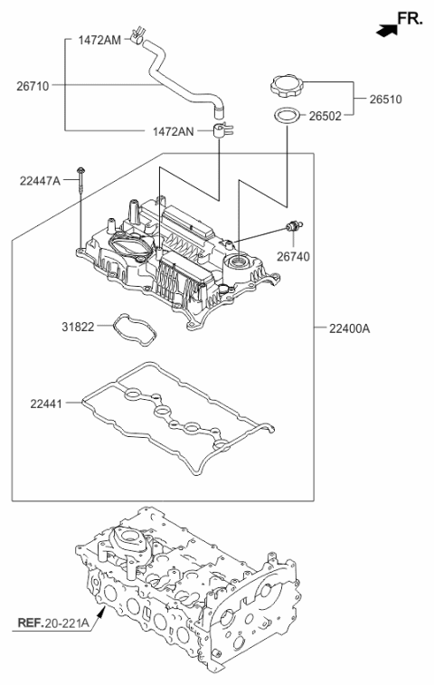2016 Kia Sorento Cover Assembly-Cylinder Diagram for 224002GGB0
