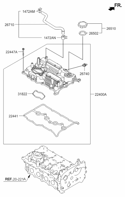 2016 Kia Sorento Gasket-Rocker Cover Diagram for 224412GGB0