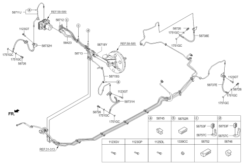 2015 Kia Sorento Rear Wheel Hose Left Diagram for 58737C6000