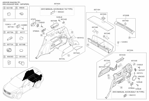 2016 Kia Sorento Trim Assembly-Luggage Side Diagram for 85730C6720WK