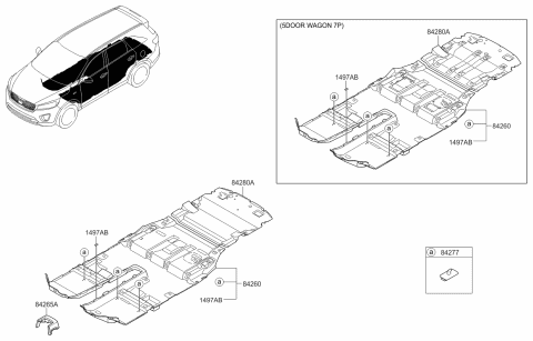 2016 Kia Sorento Carpet Assembly-Rear Floor Diagram for 84280C6000WK