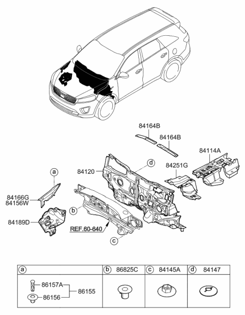 2015 Kia Sorento Pad-Isolation Front Diagram for 84252C6000
