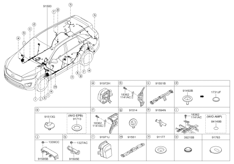 2016 Kia Sorento Wiring Assembly-Floor Diagram for 91500C6060