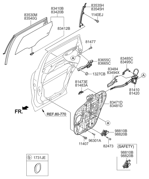 2018 Kia Sorento RETAINER-Rear Door Latch Diagram for 83484C5000