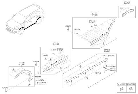 2015 Kia Sorento GARNISH Assembly-Rear Door S Diagram for 87731C6000