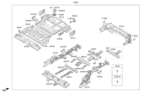 2017 Kia Sorento Member Assembly-Rear Floor Diagram for 65710C6050