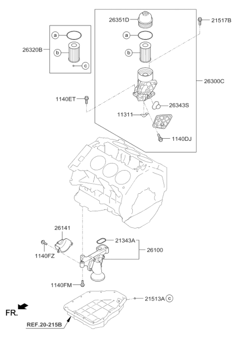 2017 Kia Sorento Front Case & Oil Filter Diagram 3