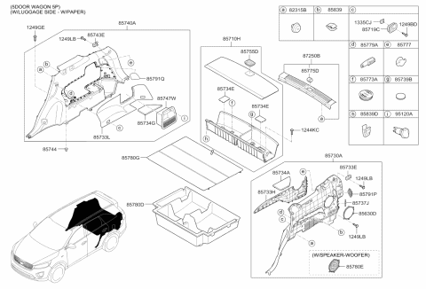 2017 Kia Sorento Tray Assembly-Luggage Diagram for 85725C6000WK