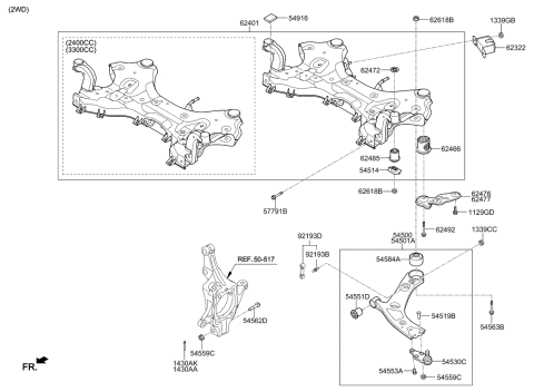 2018 Kia Sorento Front Suspension Crossmember - Diagram 1