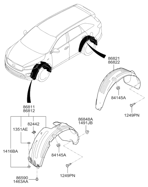 2017 Kia Sorento Wheel Guard Diagram