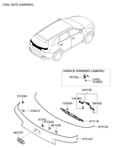 2016 Kia Sorento Strip-Tail Gate Garnish Diagram for 87375C6000