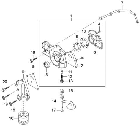 2005 Kia Sedona Oil Pump & Filter Diagram