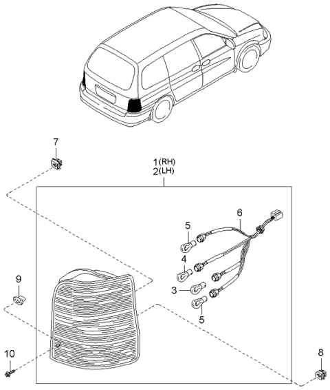 2003 Kia Sedona Rear Combination Lamps Diagram 2