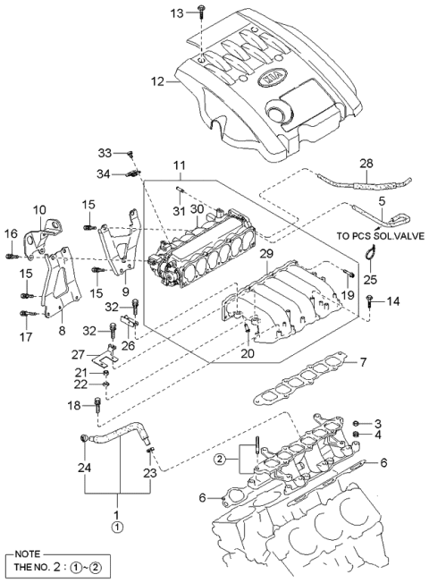 2002 Kia Sedona Valve Assembly-INDUCT Control Diagram for 2922039600