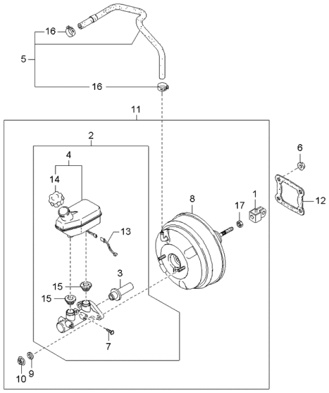 2003 Kia Sedona Brake Master Cylinder & Power Brake Diagram