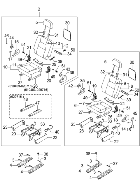 2004 Kia Sedona Rear Seats Diagram 1