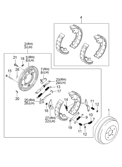 2003 Kia Sedona Cylinder Assembly-Wheel Rear,RH Diagram for 0K56A26610
