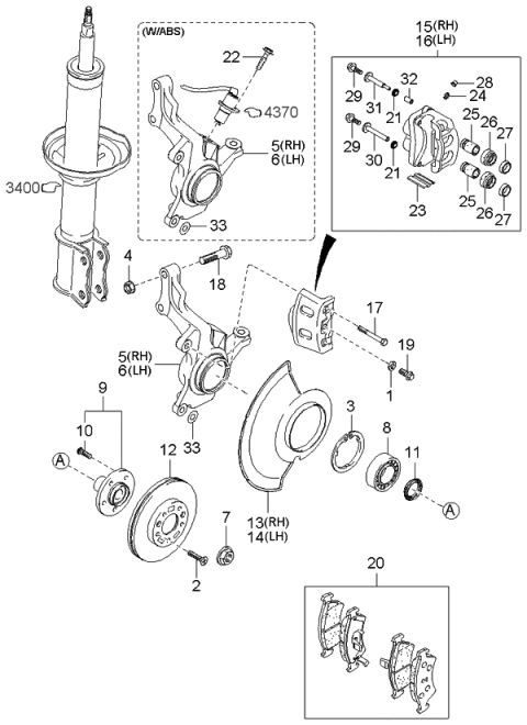 2002 Kia Sedona Front Wheel Bearing (42X76X39) Diagram for 0K55233047