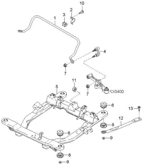 2001 Kia Sedona Crossmember & Stabilizer Diagram