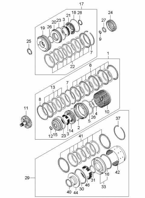 2001 Kia Sedona Clutches & Planetary Gears Diagram 1